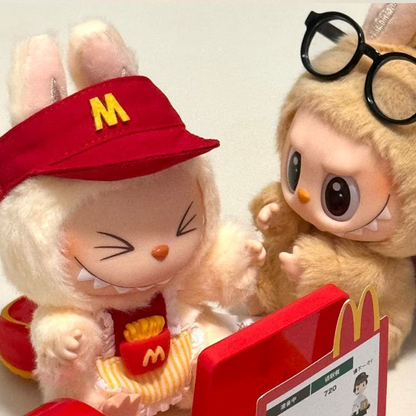 Labubu doll clothes new super cute McDonald's apron change vinyl doll pendant Labu doll clothes