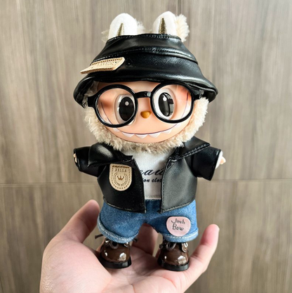 One, two and three generations of labubu doll clothes labubu doll clothes blue overalls hat set