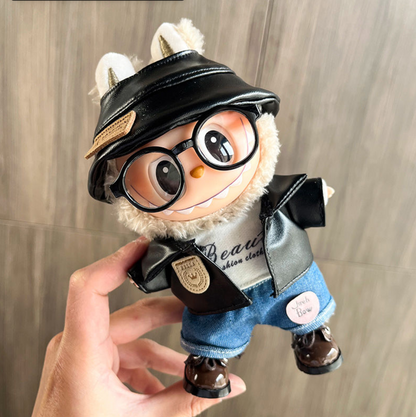 One, two and three generations of labubu doll clothes labubu doll clothes blue overalls hat set