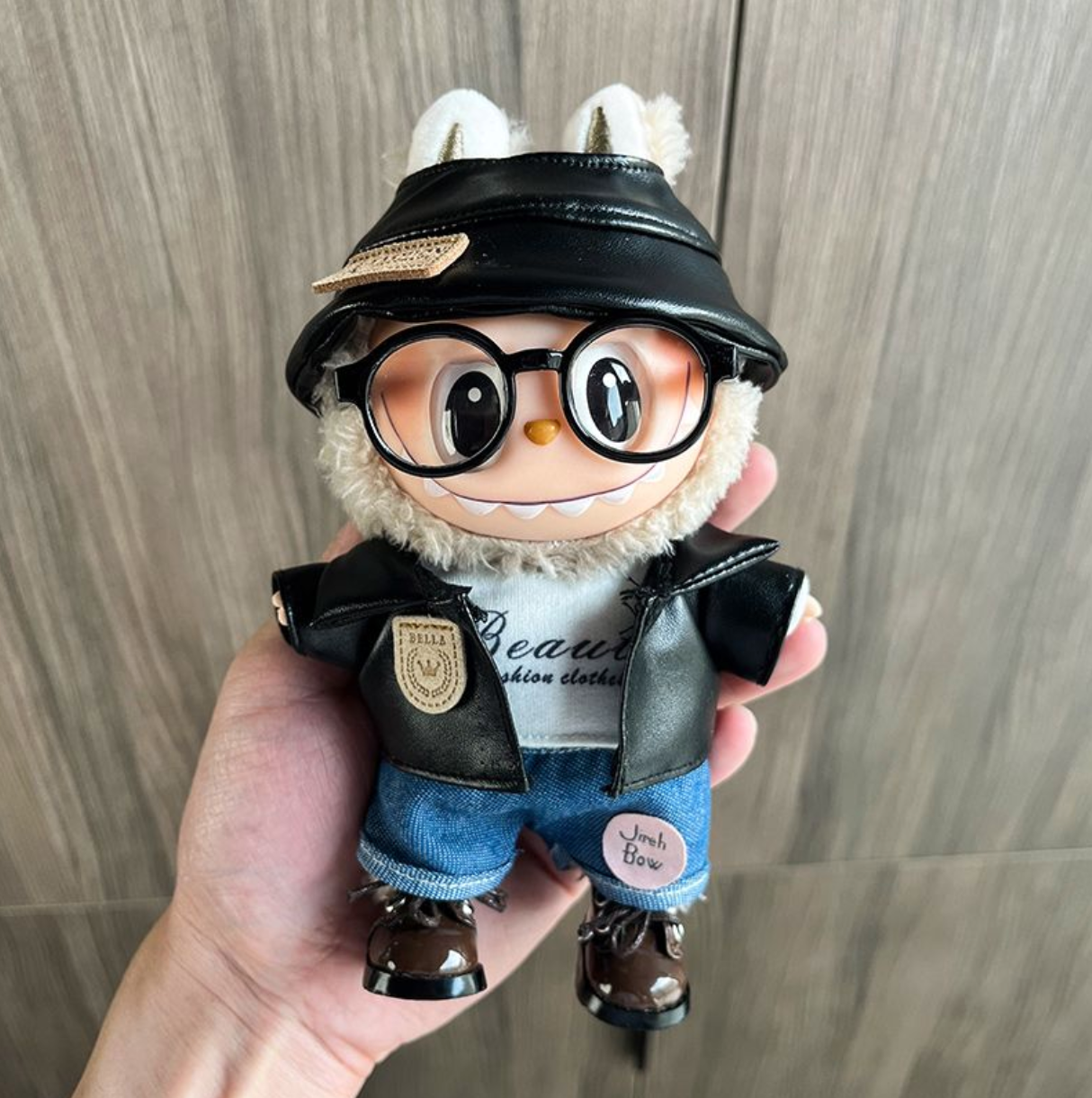 One, two and three generations of labubu doll clothes labubu doll clothes blue overalls hat set