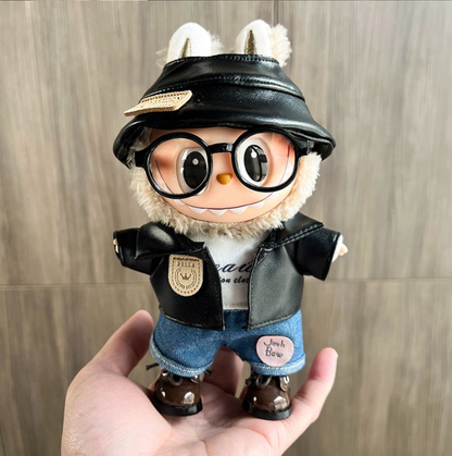 One, two and three generations of labubu doll clothes labubu doll clothes blue overalls hat set