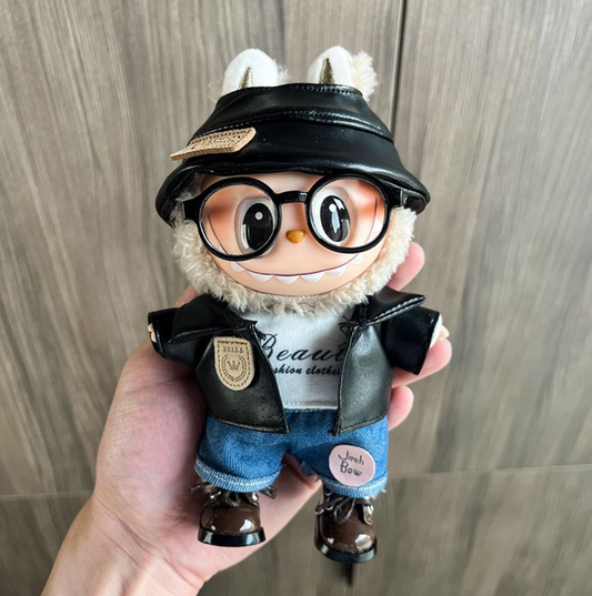 One, two and three generations of labubu doll clothes labubu doll clothes blue overalls hat set
