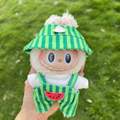 "Cool Watermelon" labubu new dress-up clothes set 123rd generation overalls glasses