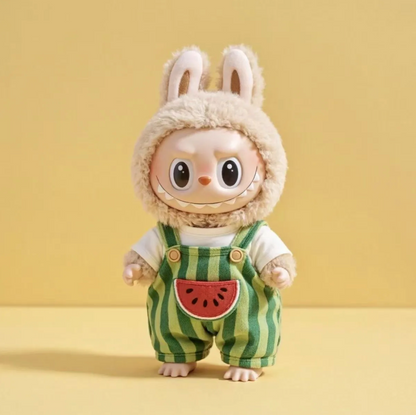 "Cool Watermelon" labubu new dress-up clothes set 123rd generation overalls glasses