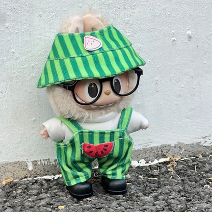"Cool Watermelon" labubu new dress-up clothes set 123rd generation overalls glasses